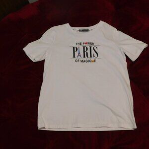 ZARA Paris White Tee Small